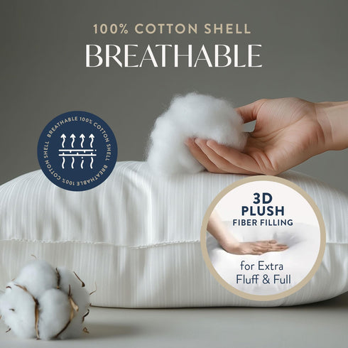 100% 35" 65" Digital Decor U-Shaped Body Pillow, Made in USA Full Body Maternity & Side Sleeper Pillow with Cotton