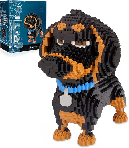 Dachshund Micro Building Block Set, 2100 Pieces Animals Dog Mini Bricks Kit, Cute Birthday Gifts for Adults and Teens