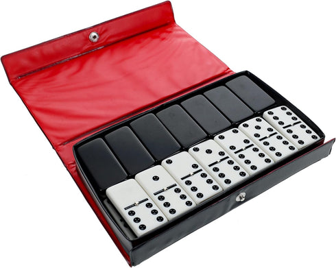 WE Games Two-Toned Black & White Double 6 Dominoes with Spinners -