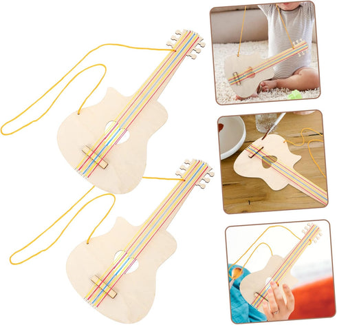 Toyvian 10 Pcs Miniature Guitar Toys | Child Guitar Crafts for DIY Painting and Wooden Guitar Toy