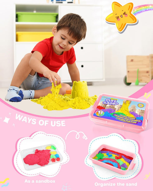 6 11lbs, AtMini Play Sand with Colored Sands of Including a Sand Tray with Lid - Sensory Toy Kits and Sand Art Kits