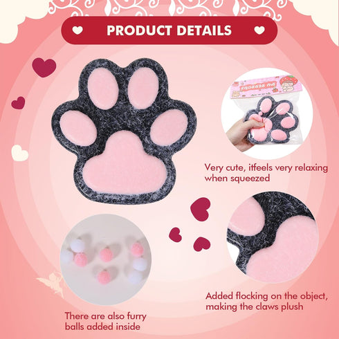 FauKait 1pcs Toys,5.5 Cat Paw Squishy in Big Cute Kawaii fufu Squishies,Sticky Squeeze Cat Paw Fur Ball,Super Soft