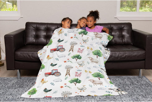 SqtmuHLuo 60x80inch Farm Animals Baby Blanket for Boys Girls Neutral Farm Pig Sheep Cow Chicken Duck Newborn Nursery