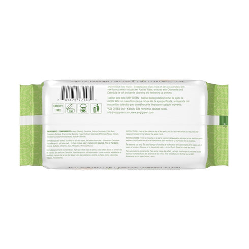 1 Pack 72 (72Count) Yugi Green Baby Wipes Unscented, Compostable, Biodegradable, Plant-Based, Fragrance-Free