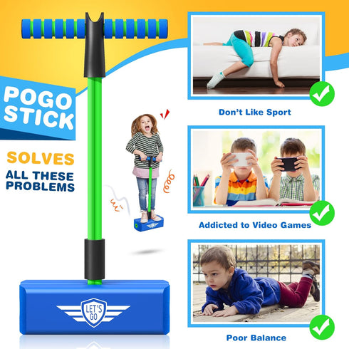 CUUGO LET'S GO! CG Jumping Pogo Stick, Foam Pogo Jumper for Kids, Toys for 3-12 Year Old Boys Girls
