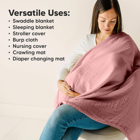 4-Pack Muslin Swaddle Blankets for Boys, Girls - Organic Baby Swaddles for Newborns, Soft & Breathable Receiving Baby