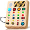 Busy Board Montessori Toys for Toddlers - Wooden Sensory Board with Shape Sorter, LED Light Up Educational Toy