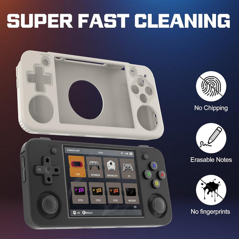 Compatible with RG35XX H Retro Handheld Game Console: Soft Silicone Protective Case with Lanyard, White