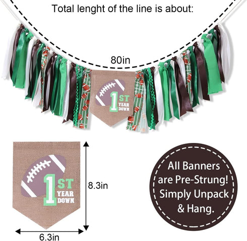 UOAOU 1st 1st/First Football High Chair Banner - Football Birthday Party Decorations,First Year Down Themed First