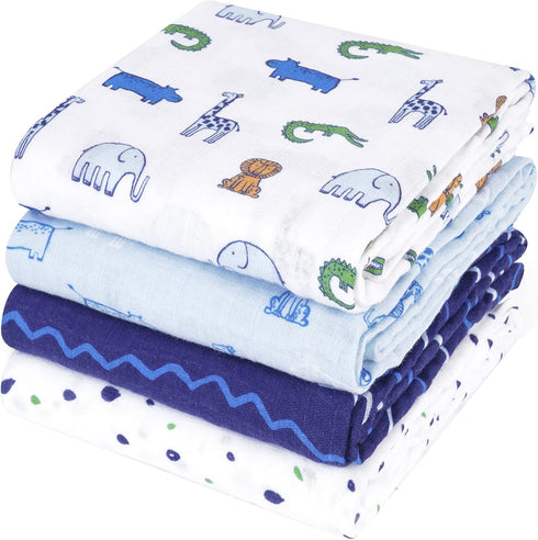 david's kids 4 Pack Baby Muslin Swaddle Blankets, 100% Cotton and Ultra