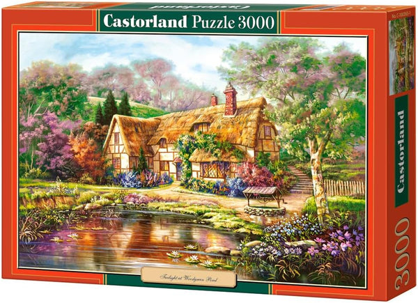 CASTORLAND 3000 Piece Jigsaw Puzzles, Twilight at Woodgreen Pond, Charming Nook, Pond,