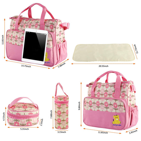 5PCS Set Moclever Diaper Bag Tote for Baby Essentials Large Baby Bags for Mom, Waterproof Maternity Bags with Bottle