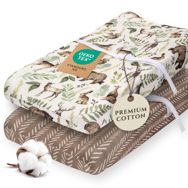 Pobibaby - 2 Pack Premium Changing Pad Cover - Ultra-Soft Cotton Blend,