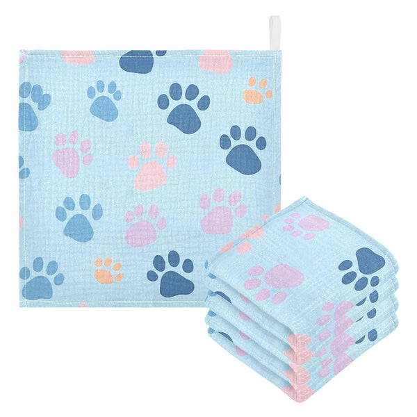 Flradish Baby Washcloths 3 Pack Pure Cotton Highly Absorbent and Soft Dog Paw