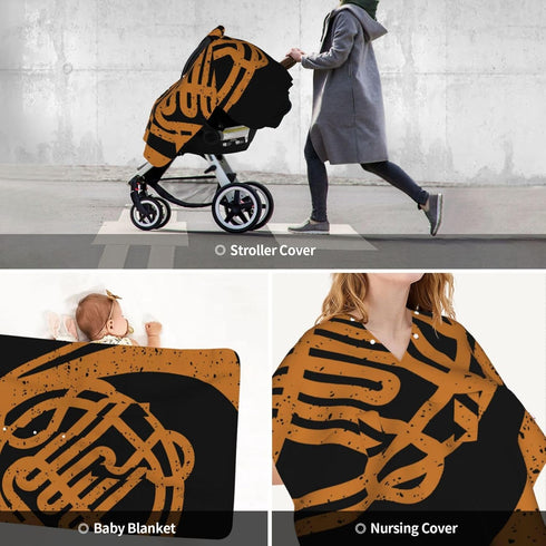 Zhbvncp French Horn Pattern Baby Car Seat Cover & Breastfeeding Nursing Cover - Breathable Stretch Fabric Multi-Use