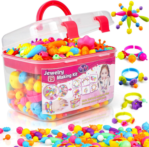 FUNZBO 520+ Snap Pop Beads Jewelry Making Kit, Arts and Crafts Supplies, Toys for Girls, Kids Crafts