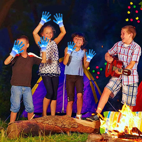 LED Gloves with Flash Finger Lights - 3 Colors, 10 Modes Colorful Light Up Gloves for Christmas Parties