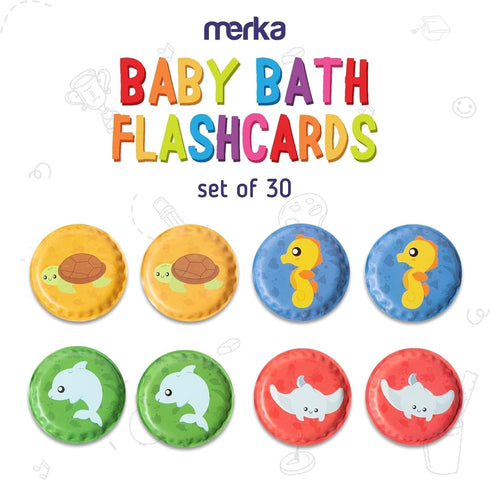 30-Pack, 2.25-Inch merka Bath Toys Flash Cards - EVA Foam, Multicolor - Baby Bath Toys & Memory Matching Game & Bathtub