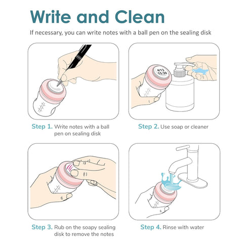 4pcs. Maymom Screw Lids Aka Travel Caps with Rewritable Sealing Disc Compatible with Avent, Maymom Wide Mouth Bottles;