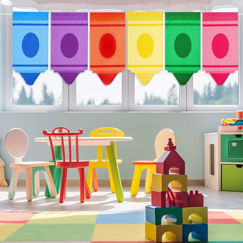 Cosblank 8 8 (24 12inches) Pcs Rainbow Curtains - Cartoon Crayon & Pencil Design, Colorful & Cute, Colors x - Perfect