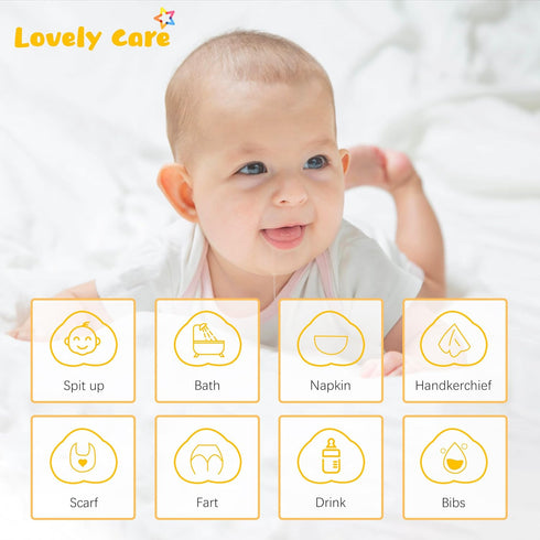 Lovely Care 12 Pack 100% 20''x10'' Muslin Burp Cloths Cotton Muslin Cloths Large Extra Soft and Absorbent Baby Burping