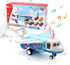 CUTE STONE Toy Airplane with Smoke, Sound and Light, Friction Powered Airplane with Mini Cars, Great Gift