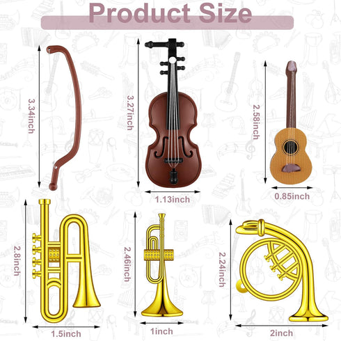 24 Pieces Dollhouse Miniature Musical Instruments Set, Violin, Piano, Trumpet, Saxophone, Electric Guitar (Black Piano)
