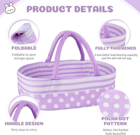 8 17-22 Inch BABESIDE Pcs Reborn Baby Doll Clothes with Bassinet for Babydolls, Reborn Baby Doll Accessories fit Dolls
