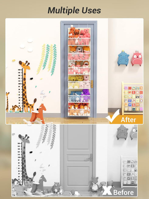 6 1 Pack, Over Door Hanging Organizer with Shelves, Stuffed Animal Storage - Behind Door Storage for Plush/Bedroom
