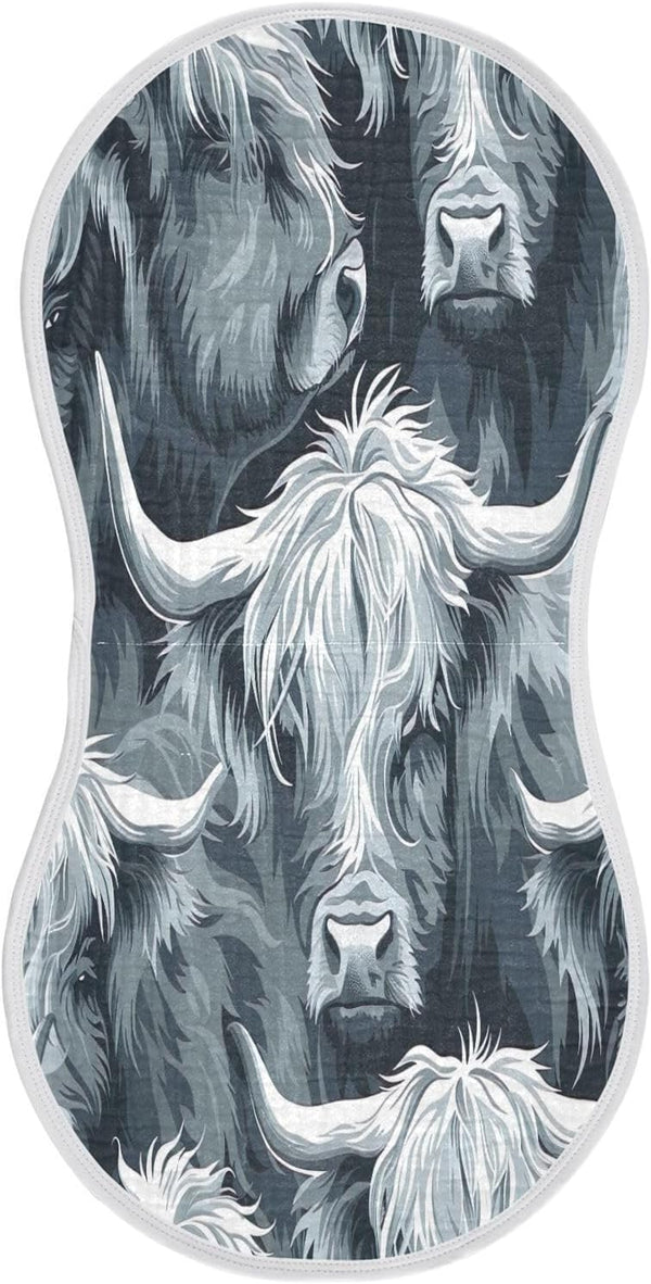 YETTASBIN Highland Cow Muslin Baby Burp Cloth, Super Soft Absorbent Cotton Burp Rag