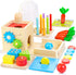 Wooden Montessori Baby Toys - 8-in-1 Play Kit with Shape Sorting, Stacking, Coin Box & More - Gift for Toddlers
