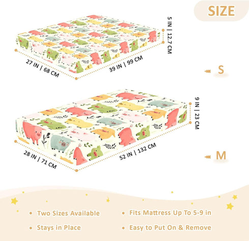 miaozhen 1 Pack 52x28 Cotton Crib Sheets for Baby Boys Girls Soft Stretchy Funny Garden Pig Ivory Playard Mattress