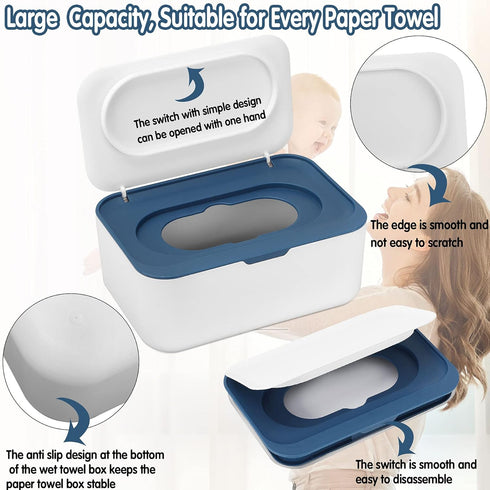 NOVWANG Wipes Dispenser Baby Wipe Holder with Lids, Keeps Wipes Fresh, Refillable Wipes Container with Sealing Design