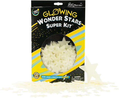 Great Explorations Wonder Stars Super Kit, Glow In The Dark Ceiling Stars, 150 Pieces in 4 Sizes