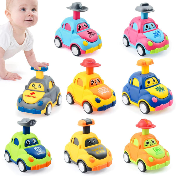 soi-meme 8 Pack Press and Go Car Toys for Toddlers1 2 3 Year