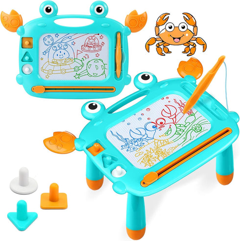 Toddler Toys 2-3, Crab Magnetic Drawing Board for 1 Year Old, Mess-free Educational Learning Toys for 2 Year Olds