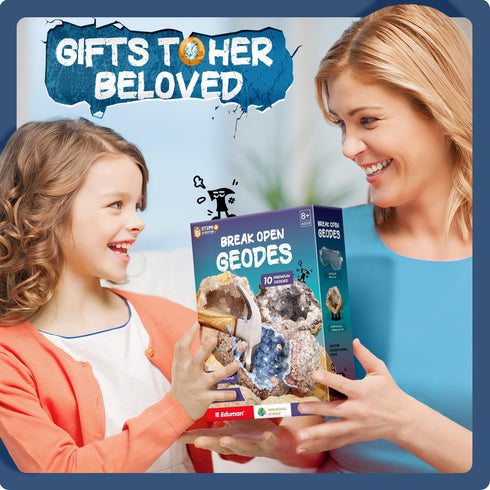 Geodes with Crystals Break Open 10 Premium Geode Kit - STEM Educational Crystal Toys for Boys and Girls