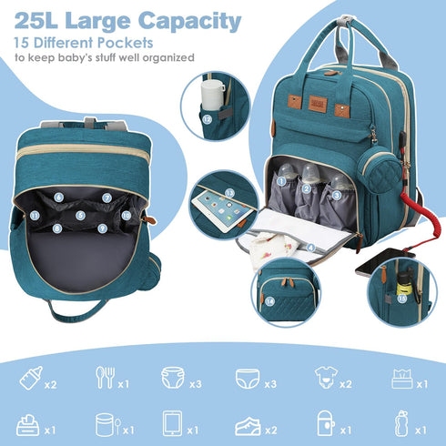 Backpack, JSTPRO Diaper Bag Large Diaper Bag with Changing Station, Baby Bag, New Mom Gifts, Lightweight Waterproof