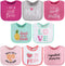 The Peanutshell Baby Girl Terry Bib Set of 8, 100% Cotton, Soft Absorbent Bibs for Newborn & Infant - Pink