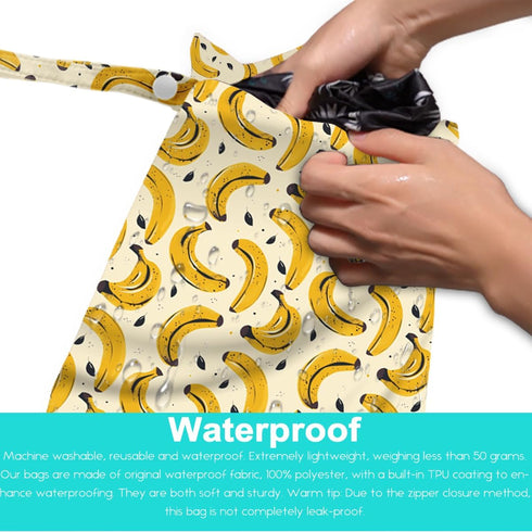 Pykfrhh Wet Dry Bags Wet Bags Swimsuit Bag Beach Essentials Banana Fruit Decor Washable Reusable Waterproof Bag