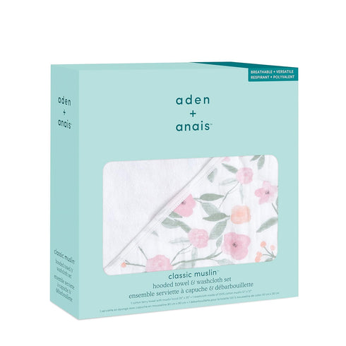 Set, aden + anais Muslin Backed Hooded Towel Ma Fleur