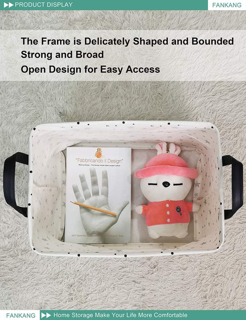 FANKANG Storage Basket, Nursery Hamper Canvas Laundry Basket, Foldable with Waterproof PE Coating for Clothes, Toys