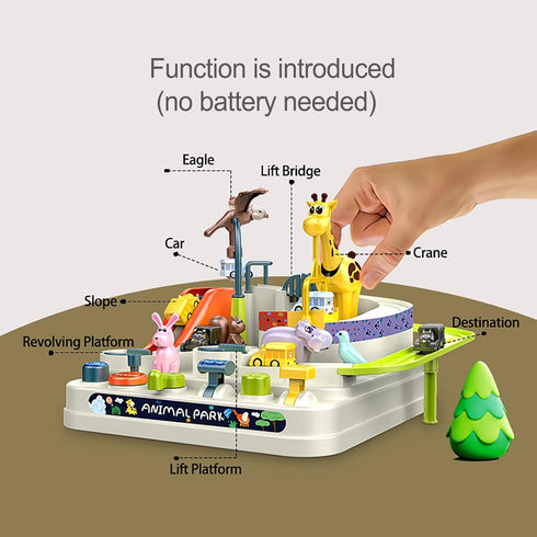 Ferthor Fun 3 3-6 Car Rescue Adventure Toys for Boys - Race Tracks with Zoo Ramp & Mini Cars for Year Olds