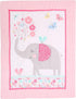 JAHbaby 3 Set Set PCs Pink Embroidery Elephant Nursery Crib Bedding Quilt Fitted Sheet Skirt Baby Girl Elephant Themed