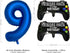 Navy Blue Video Game Party Supplies Boys 9th Birthday Party Decorations- 2 Packs Game On Balloons with Dark Blue Number 9 Balloon