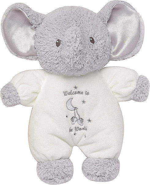 Baby Starters Little Me Plush Elephant Rattle with Welcome to The World Embroidery, 9 Inch (White).