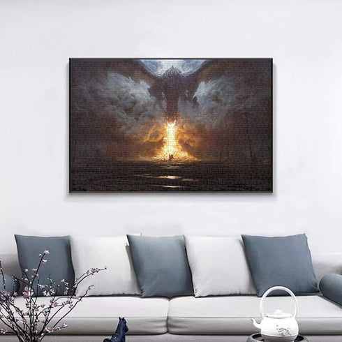 1500 87x57cm Jigsaw Puzzle Piece Dark Cloud Spitfire Dragon Adult Puzzle Wooden Puzzle Toy DIY Kit Home Decor
