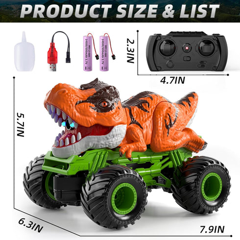 2.4Ghz 3 4 5 6 7 8 Bennol Remote Control Dinosaur Car for Boys Kids, RC Dinosaur Truck Toys for Toddlers, Electric