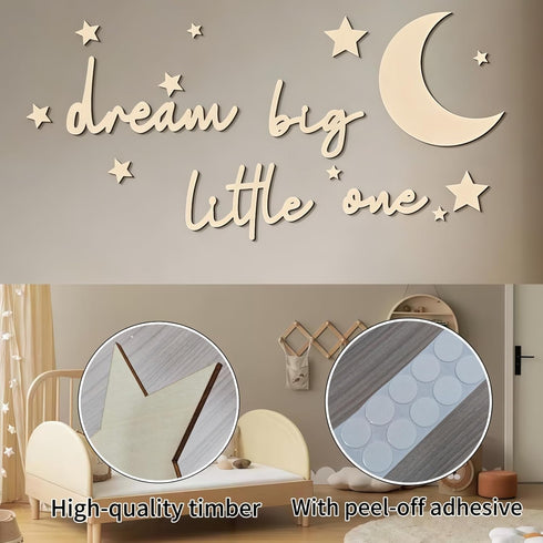 XWLB 15 Set Pcs Nursery Wall Art, Moon and Stars Boho Decor for Neutral Baby Room, Wood Sign for Farmhouse Boys Girls