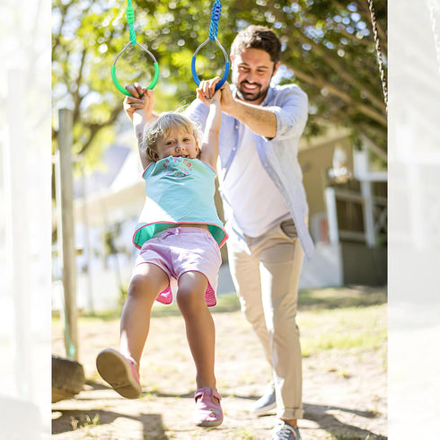 PELLOR Multi-Color Ninja Rings, Gymnastic Rings Backyard Playground Training Equipment Play for Kids & Adults, Swing